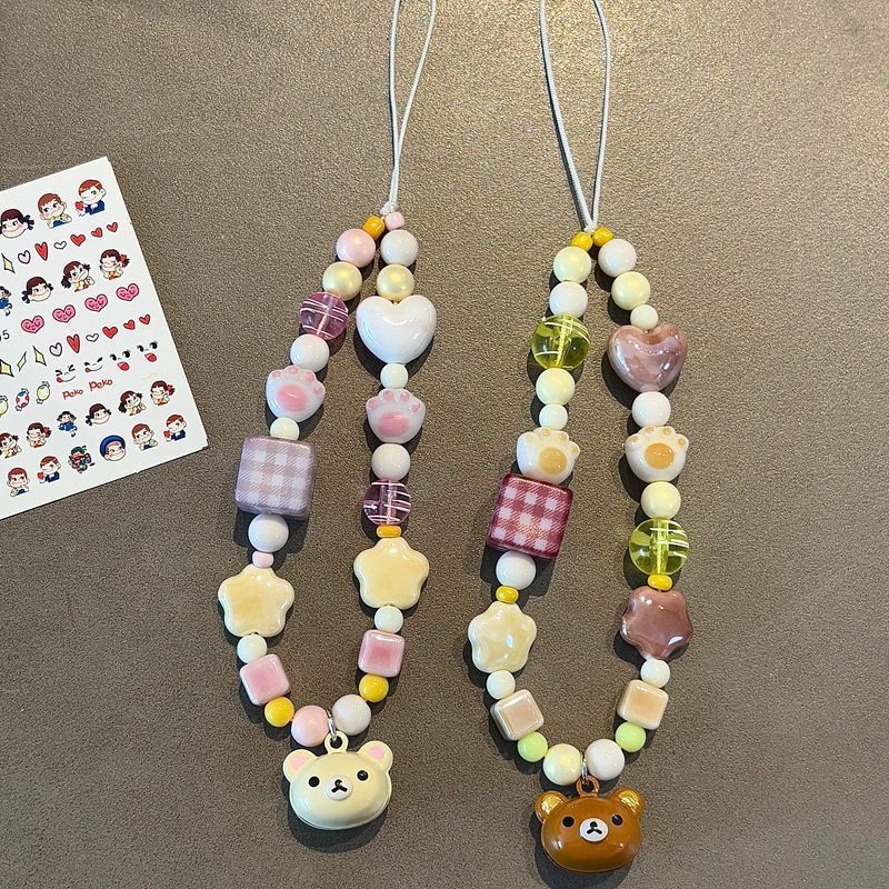 Phone Accessories Aesthetic - Rilakkuma Ins Aesthetic Beaded Phone Strap