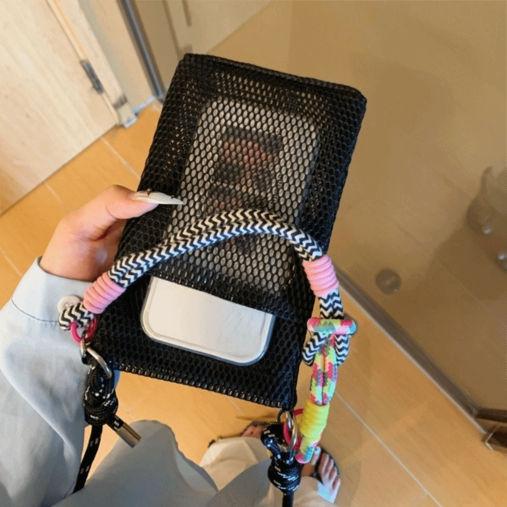 Phone Accessories Cute - Adjustable Lanyard Mesh Phone Bag Portable