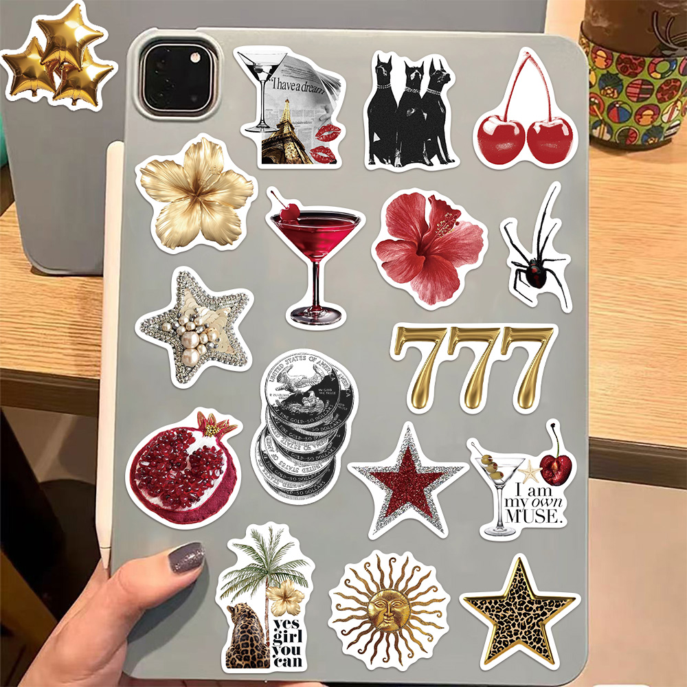 50PCS Gold&Red Series Sticker  - Phone Accessories Red recension och pris