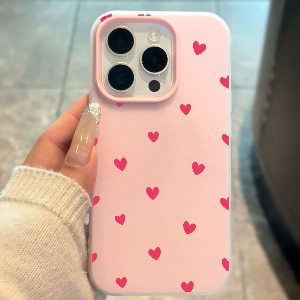 Red Love Heart Pattern Phone C - Phone Accessories Red recension och pris