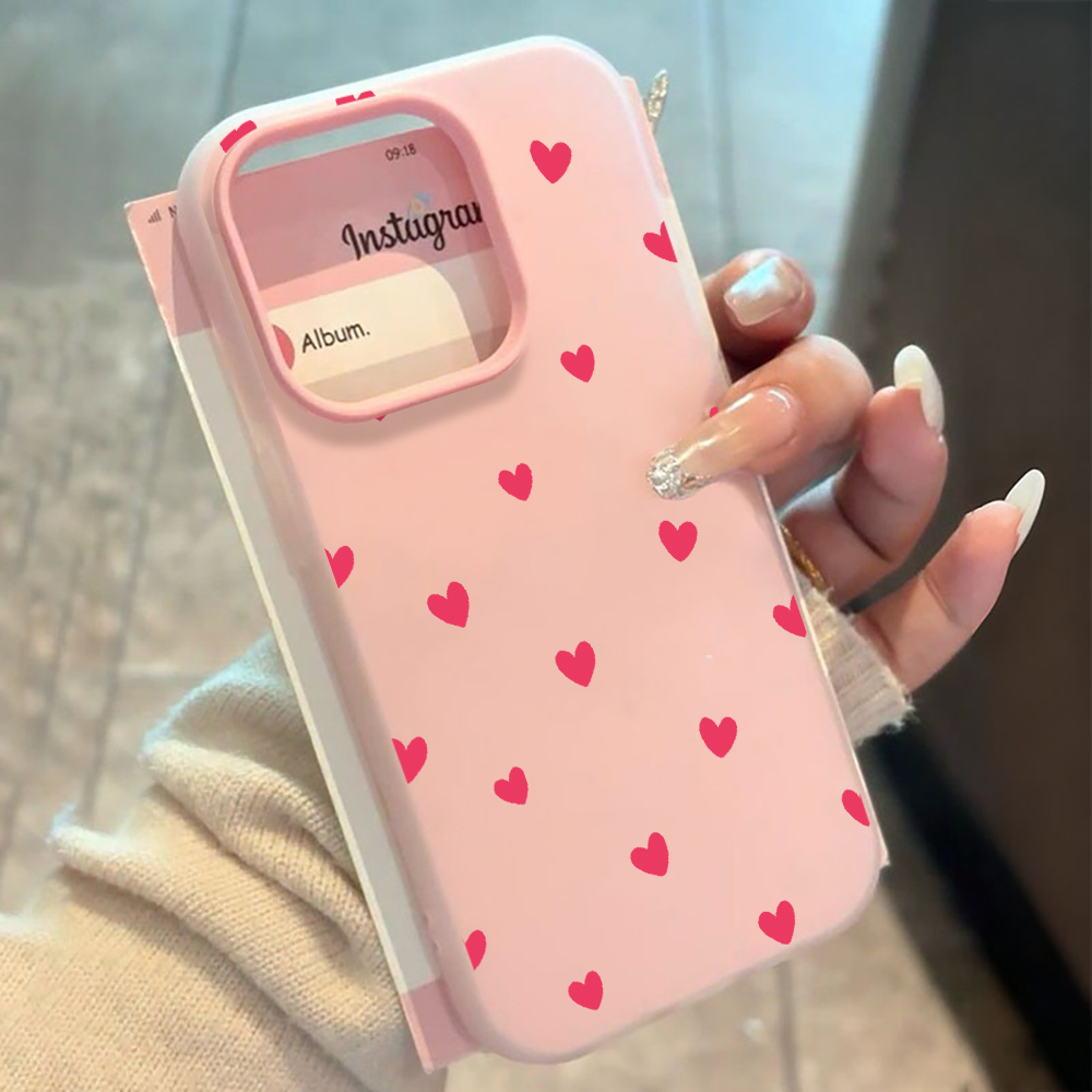 Red Love Heart Pattern Phone C - Phone Accessories Red recension och pris