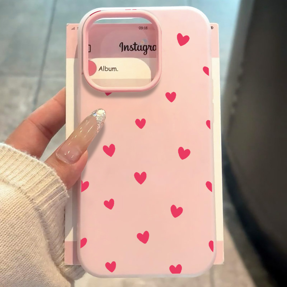 Red Love Heart Pattern Phone C - Phone Accessories Red recension och pris