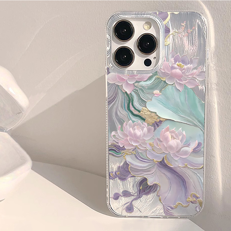 Dreamy Purple Lotus Print Aest - Phone Accessories Aesthetic recension och pris