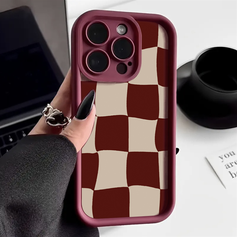 Wine Red Deform Grid Pattern P - Phone Accessories Red recension och pris