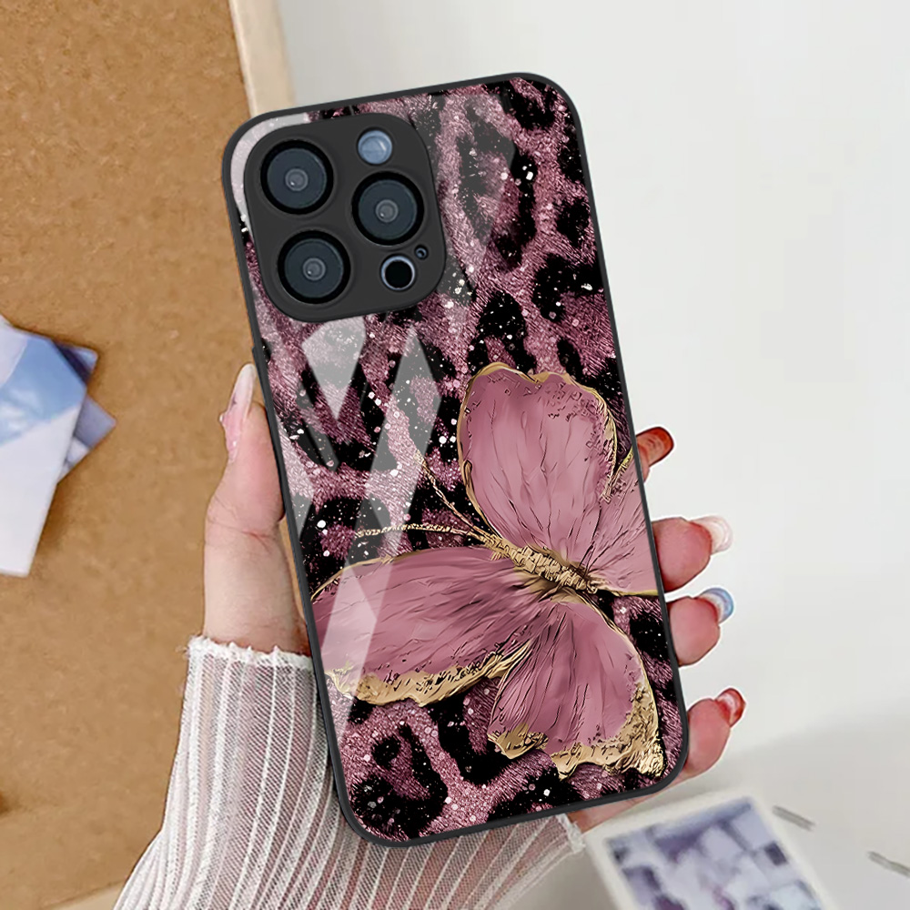 Butterfly Leopard Print Phone  - Tempered Glass Screen recension och pris