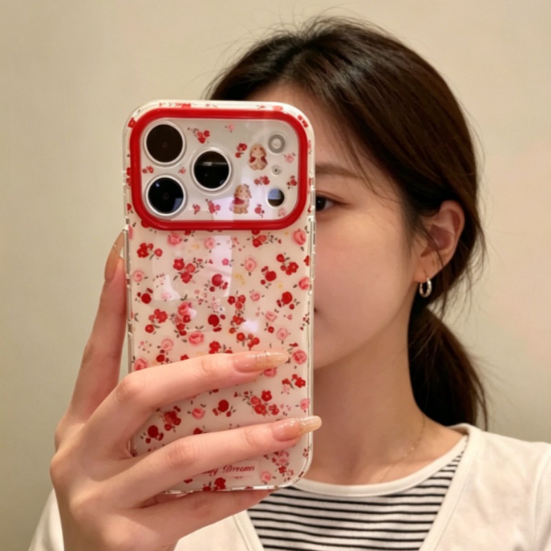 Lovely Cartoon Red Flowers Pat - Phone Accessories Red recension och pris