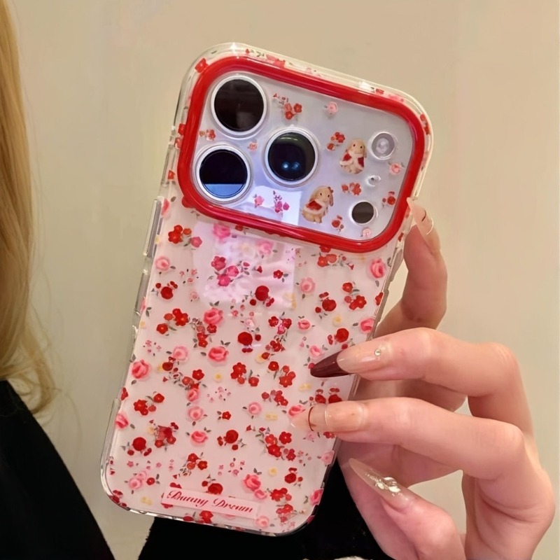 Lovely Cartoon Red Flowers Pat - Phone Accessories Red recension och pris